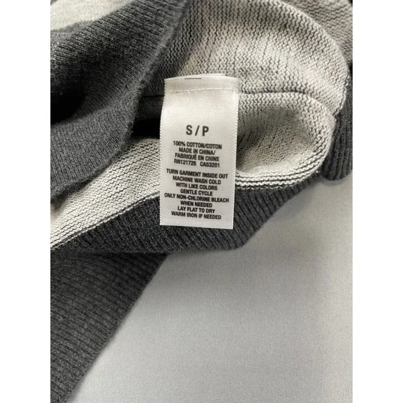 Aeropostale Women Sweater Small Gray Striped Emo Scene Y2K Goth Grunge Crew Neck - Picture 3 of 10